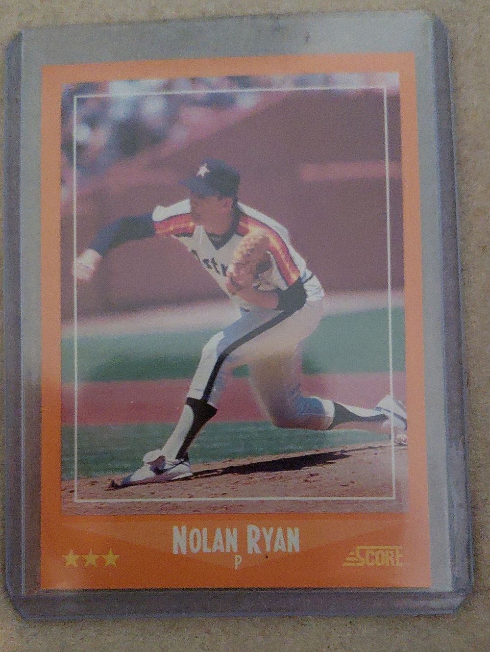 Orange Baseball Card Protective Sleeve - Clear Plastic Case